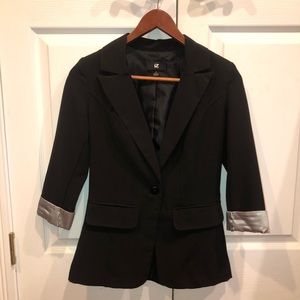 IZ Byer Women’s Black Blazer with Pinstriped Cuffs